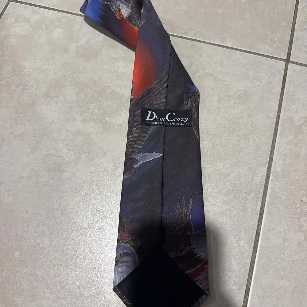 American Bald Eagle Patriotic Necktie Red Sky Design